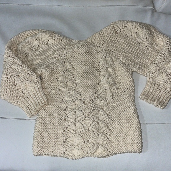 Falls vintage chunky knit cotton cream sweater - Picture 5 of 11